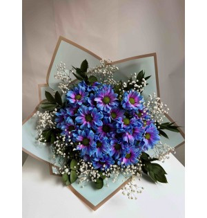 Blue Aurora – Renk Geçişli Papatya Buketi